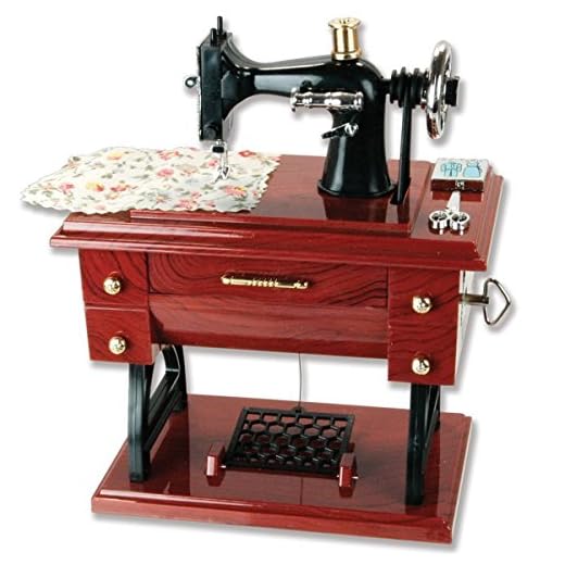 Artyea Vintage Mini Sewing Machine Style Plastic Music Box Table Desk Decoration Toy Gift for Kid Children, brown