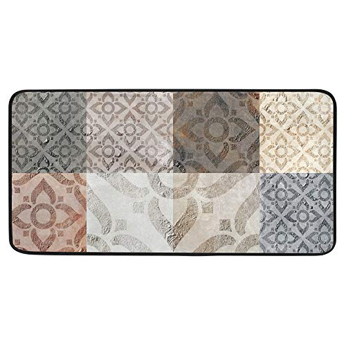 Tapis de cuisine anti-fatigue haut de gamme au design de beaux carreaux et support épais - 2