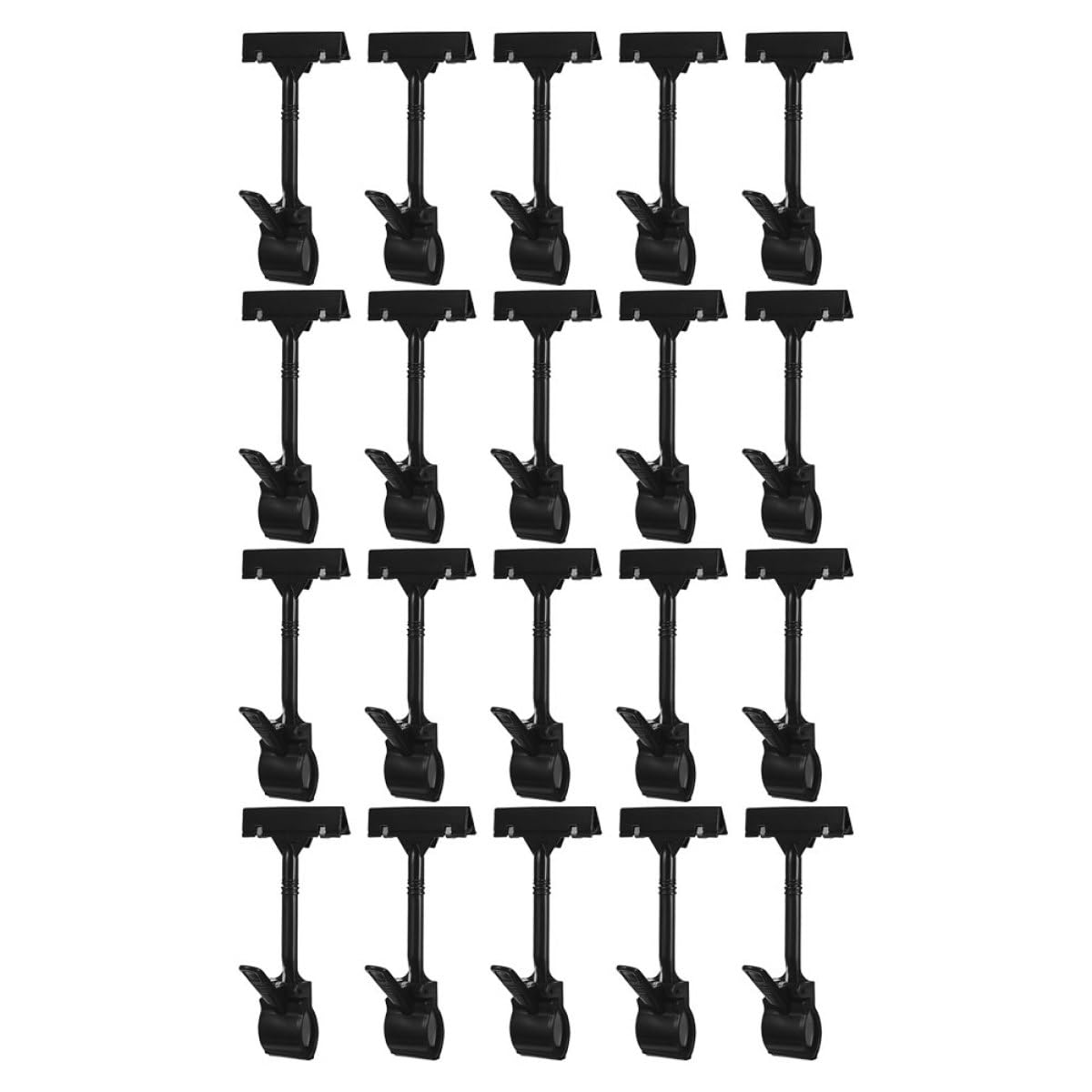 Healvian Clip Porta Cartelli Girevole in Plastica Nera Set da 20 Pezzi Supporto per Etichette Bifacciali per Supermercati e Negozi Clip per Cartellini dei Prezzi Resistente e Facile da