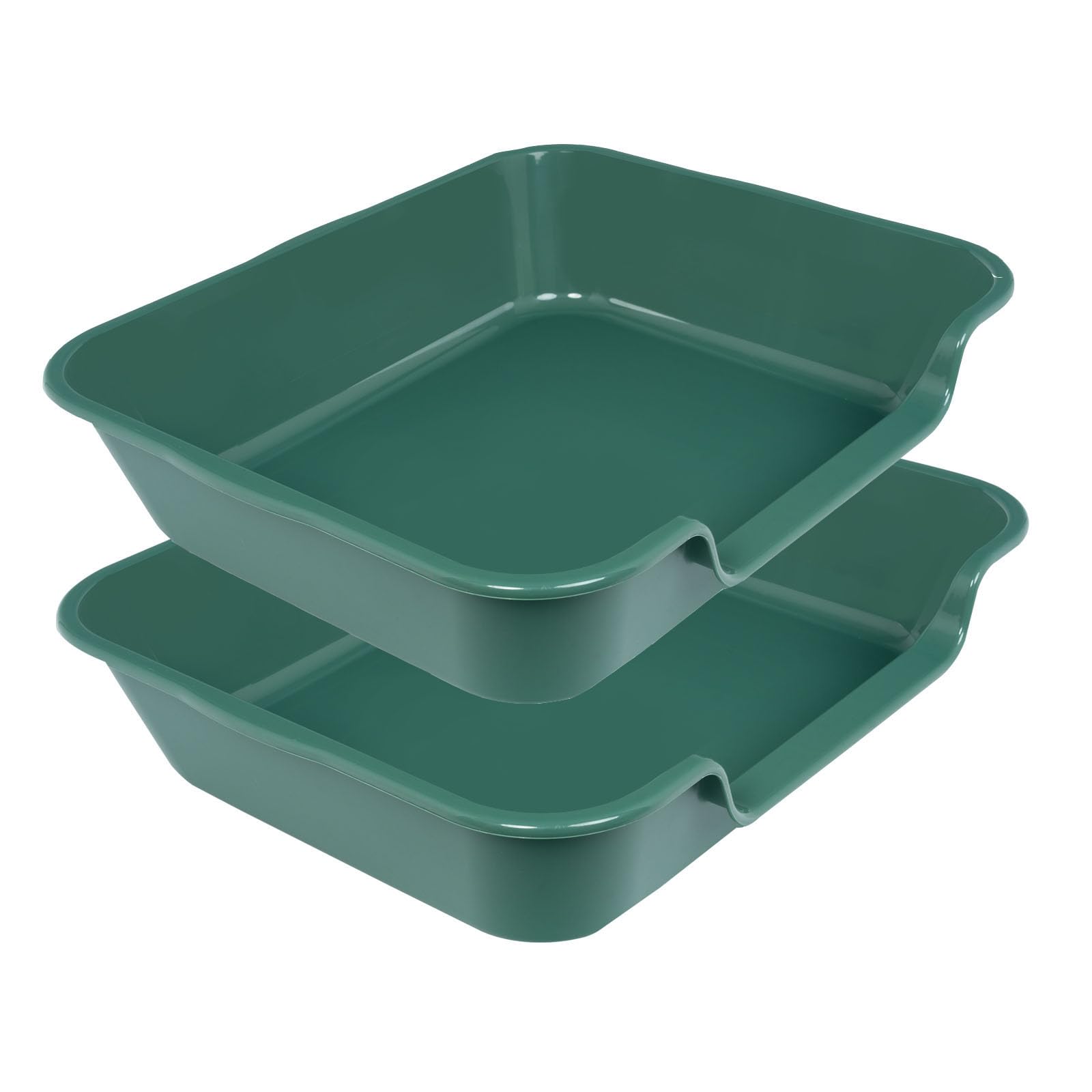 2 Pack Extra Large Dog Litter Box Pan Tray (ABS Material), Low Entry Jumbo Senior Litter Boxes for Multiple Kitten Big Cats, Pet Safe Indoor Dog Potty (Green, 24" L x 20" W)