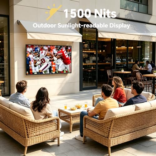 Image of 55 Inch Smart Outdoor TV, 1500 Nits Brightness | 4K UHD Smart Google TV, IP66 Waterproof Outdoor TV with Anti-Glare Screen & Voice Control Remote for Partial Sun (Outdoor & Indoor)