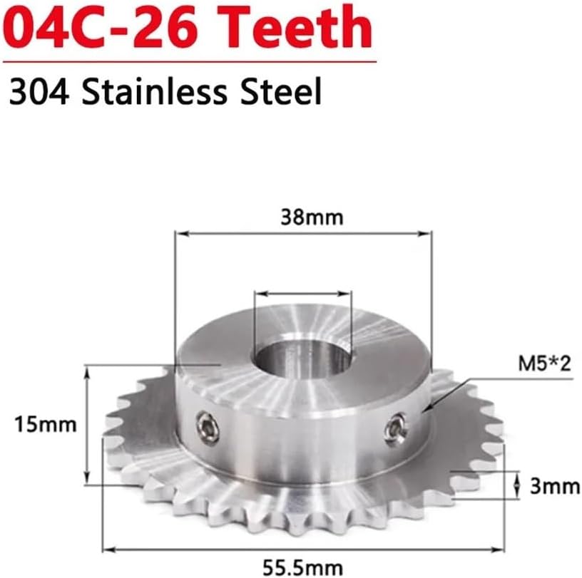 Mechanical Roller Chain Sprockets Tooth Roller Chain Sprocket,1pc 26 Teeth 04C 304 Stainless Steel Industrial Drive Sprocket Wheel Chain Gear 26T Bore 8 10 12 14 15 16 17 18 19 20mm(12mm(keyway 4x1.8m