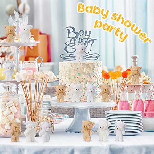 200 Pcs 4.7 Inch Mini Plush Bear Bulk Small Bear Doll Tiny Soft Stuffed Animal Toys Small Fuzzy Bear Keychain Gift For Baby Shower Birthday Wedding Gift Party Favor, Brown White Beige #TOP3