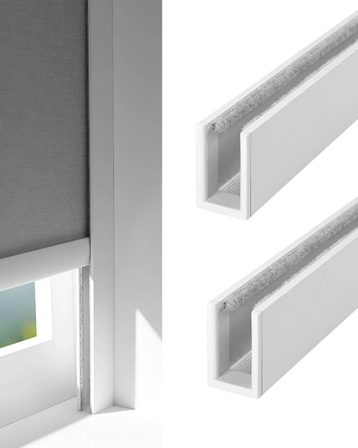 Elitix Light Gap Blockers for Blinds U Channel Light Blocking Strips Aluminium Alloy for Roller Blinds, Office Window Light Blocker for Blackout Shades & Blind, Light Blockers(White,111.7cm/44inch)