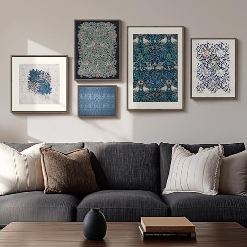 Framed William Morris Wall Art for Living Room, 5 Piece
