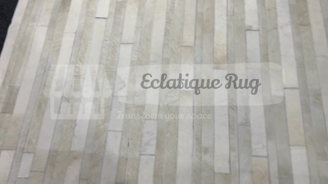 Tapete de cuero natural 9x12 para sala con diseño a rayas miniatura 7