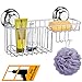MaxHold Panier de Douche sans Perçage – Ventouse Système de Vide - Panier Combiné Multifonctionnel en Acier Inoxydable - Ne Rouille Jamais - Étagère de Rangement avec 2 Crochets pour Salle de Bain et Cuisine