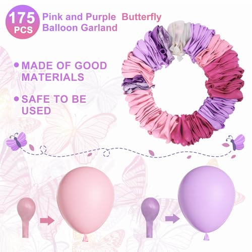 Amandir 153pcs Pink Balloon Garland Arch Kit, Different Sizes 18 12 10 5 inch Hot Pink Latex Metallic Confetti Pink Balloons for Birthday Princess Wedding Baby Shower Party Decorations - Image 5