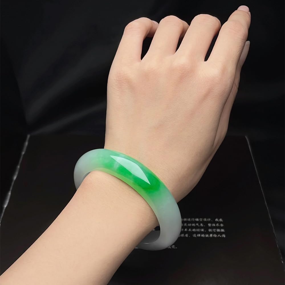 Bracciale Rigido in Giada per Donna Bracciale Feng Shui Donna Bracciale Porta Fortuna e ricchezza Bracciale in Pietra di Giada Naturale Bracciale in Vera Giada Verde
