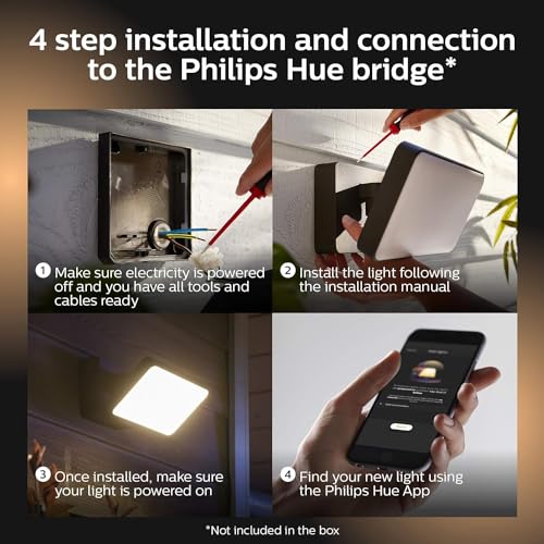 Philips Hue White & Color Ambiance Discover Outdoor Flutlicht (2.250 lm), dimmbare Wandlampe für das Hue Lichtsystem mit 16 Mio. Farben, smarte Lichtsteuerung über Sprache oder App, schwarz – Bild 4