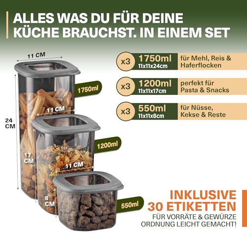 Viwares Vorratsdosen mit Deckel Luftdicht, 12er Vorratsbehälter Set BPA-Frei, Vorratsdose zur Müsli Mehl Aufbewahrung Küche, Praktische Organizer Küche, Frischhaltedosen für Lebensmittelaufbewahrung