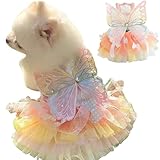 犬服 ワンピース 蝶结び チュール ペット服 犬猫洋服 お姫様 スカート 可愛いワンピース 通気性 日焼き防ぐ 春夏秋 犬の服 ウお姫様 結婚式 お祝い 記念パーティー 小型犬 プレゼント