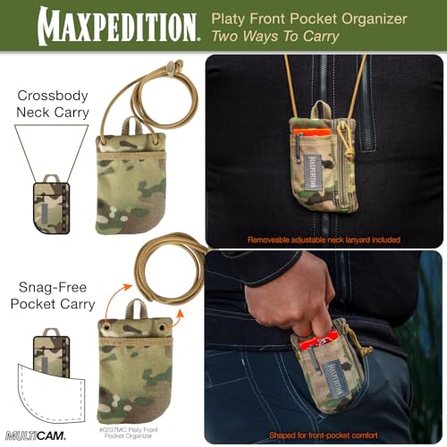Image of MAXPEDITION Platy Pocket Organizer, Durable EDC Tool Pouch for Men, Neck Wallet with Paracord Lanyard, Holds Flashlight, Multitool, Pen, Notebook