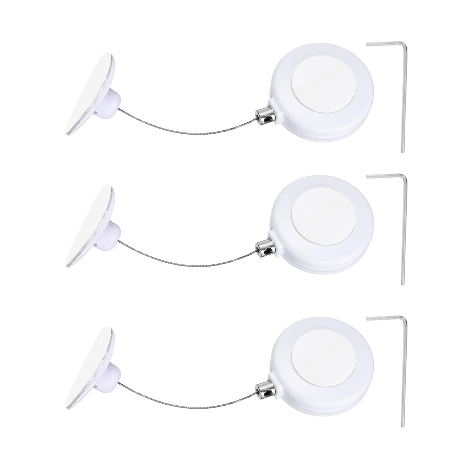 PATIKIL Retractable Remote Control Cable Tether (3ft / 0.9M, White)(4 Set) Round Remote Control Security Lanyard Lock Adjustable Locking Leash with Plastic Cap, Suit for - TVs/Tablets