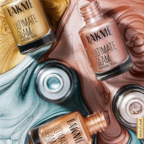 Image of LAKME Ultimate Glam Chrome Nail Paint, Silver, 6ml, for Stylish and Sassy Nails, with Metallic Brilliance, Quick Dry Formula, Glitter Nail Paint, for Women