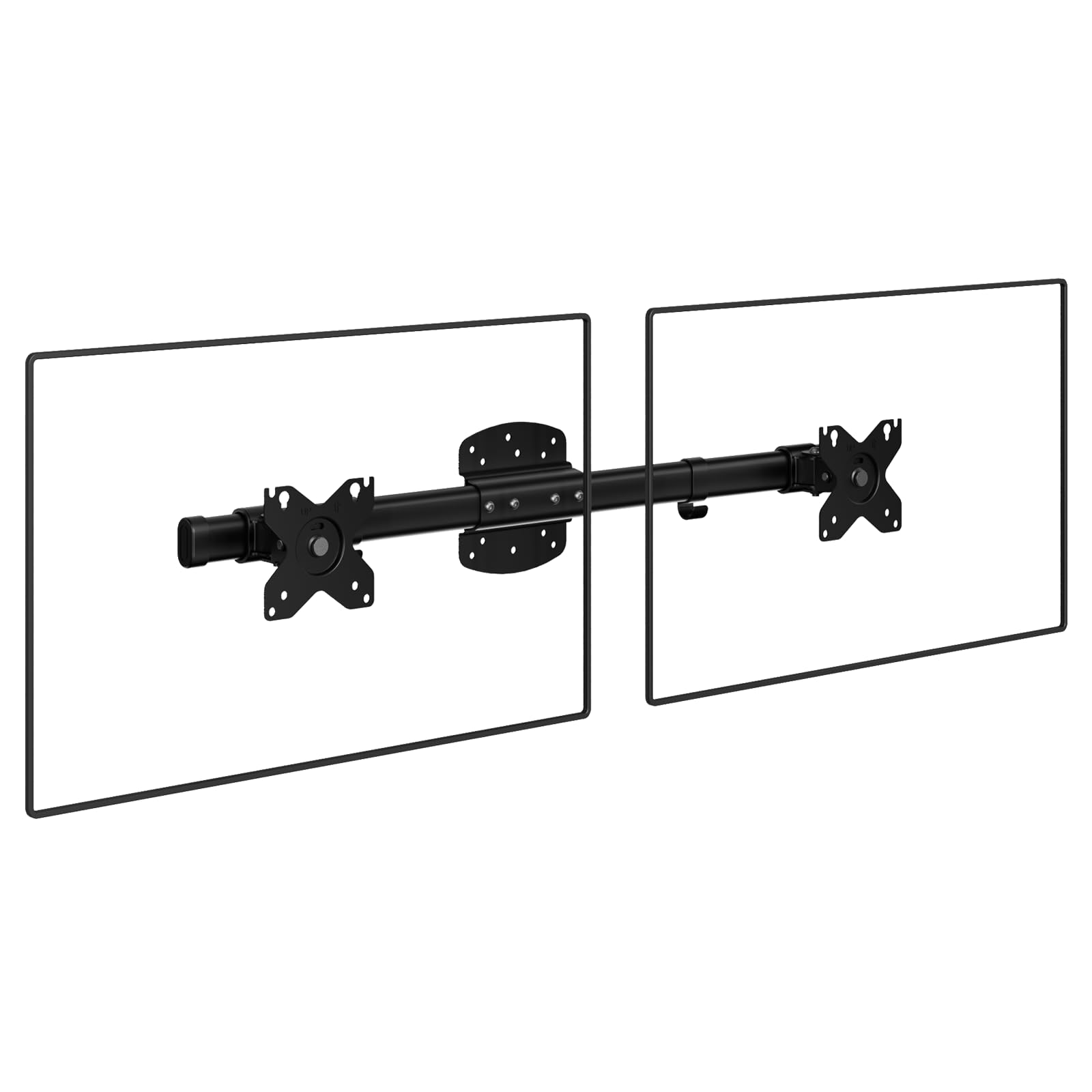 WALI Dual Monitor Wall Mount, Single to Double VESA Bracket Adapter, Horizontal Assembly Arm for 2 Screen up to 27 inch (012ARM), Black