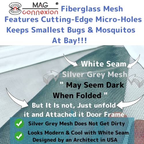 Mag-Connexion Fiberglass Screen Door | Bug & Mosquito, Fire And Rip Proof, Kids & Pets Friendly (74"X81" - Fits Sliding Doors Size Up To 72"X80", White) #TOP4