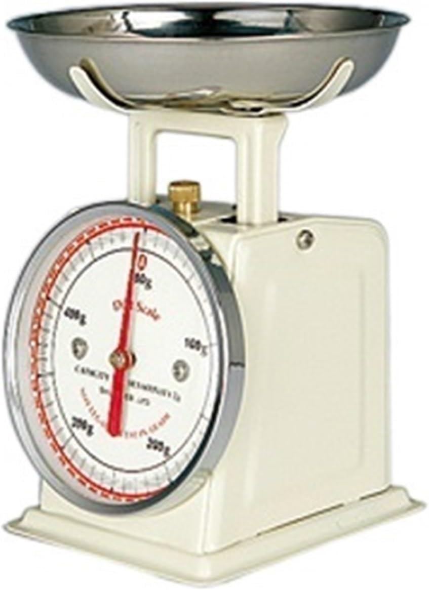 Simple and Exquisite Kitchen Metal Mechanical Spring Scale Solid Color Vegetable Scale Food Scale Kitchen Scale(Milky White)