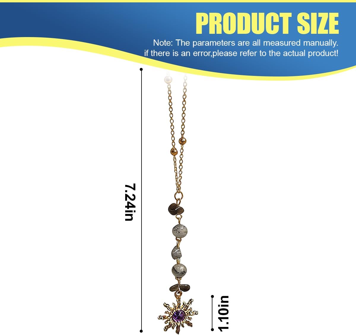 Craedli Sun Hanging Car Charm Accessories, Boho Dangling Sun Crystal Rear View Mirror Ornament, Handmade Healing Stone Auto Interior Decoration Hanging Accessories Presents for Women (Gold) image 2