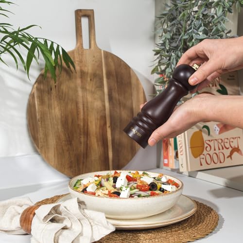 Salter Olea Salt & Pepper Grinder – Single FSC®-Certified Wooden Seasoning Mill, Adjustable Grind Coarse to Fine, Ceramic Mechanism, Manual Grinding, Salt Crystals or Peppercorns, Dark Beechwood - Image 4