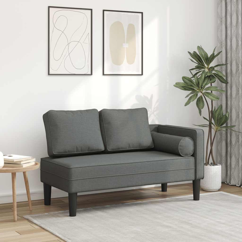 vidaXL Chaise Longue con Cuscini Grigio Scuro in Tessuto, divano letto, divano imbottito, seduta da soggiorno, dormeuse, seduta da salotto