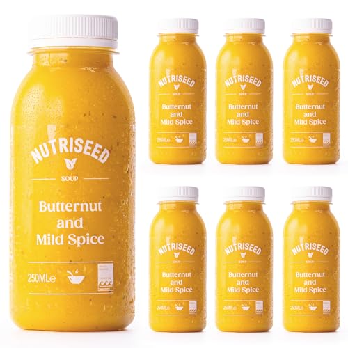 Nutriseed - Nutriseed Butternut Squash & Mild Spice Soup (6 x 250ml) - Freshly Cooked and Flash Frozen, Organic Weight Management & Detox Soup, No Added Sugar or Preservatives, Vegan-Friendly, Dairy & Gluten-Free