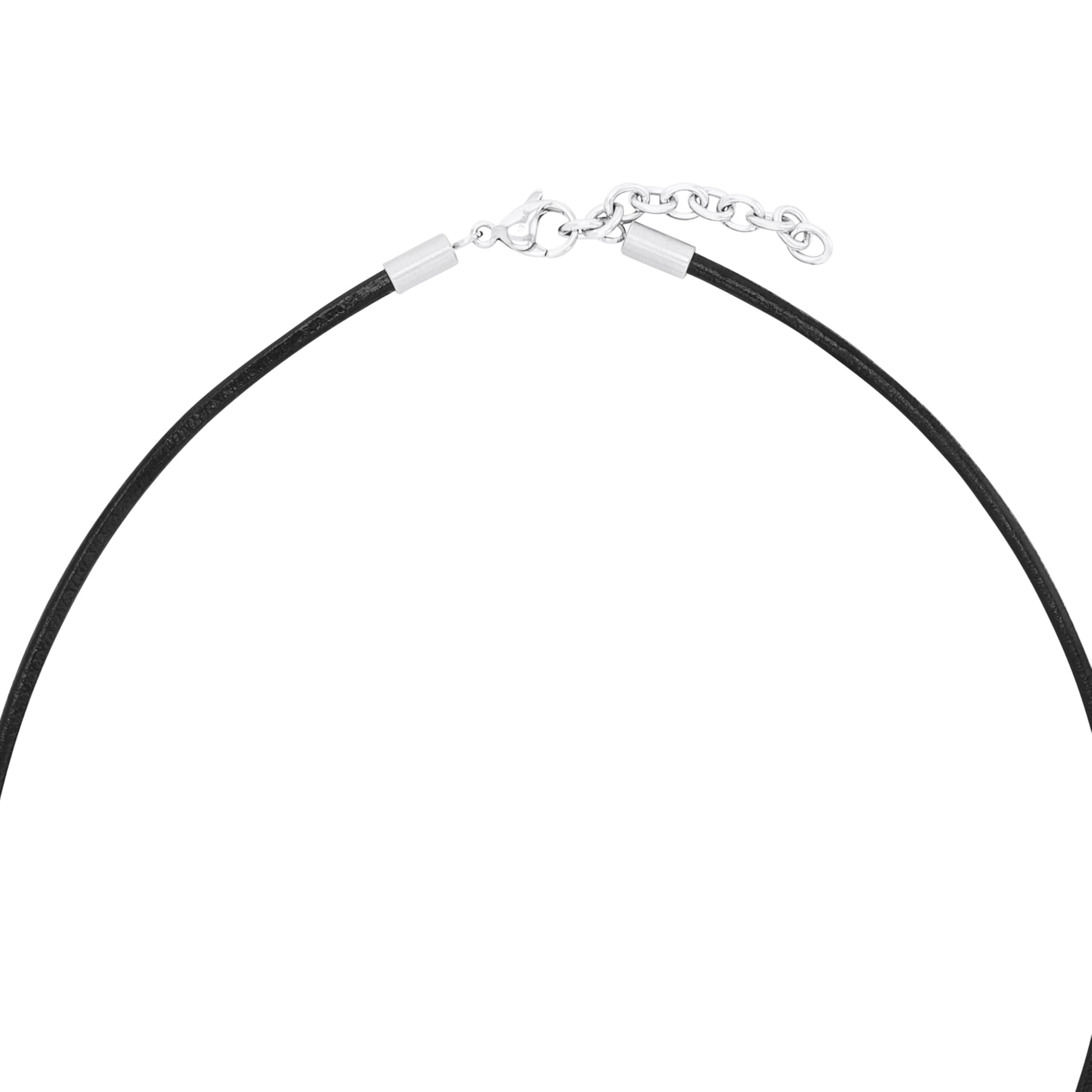 sOliver Collana per bambini con ciondolo in acciaio inox/pelle, motivo a catena, disponibile in confezione regalo per gioielli