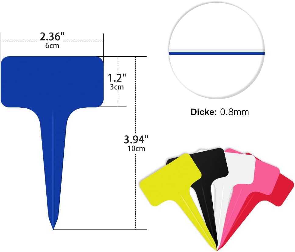 Plant Labels, Plastic Garden Plant Markers 6x10cm TType Plant Name