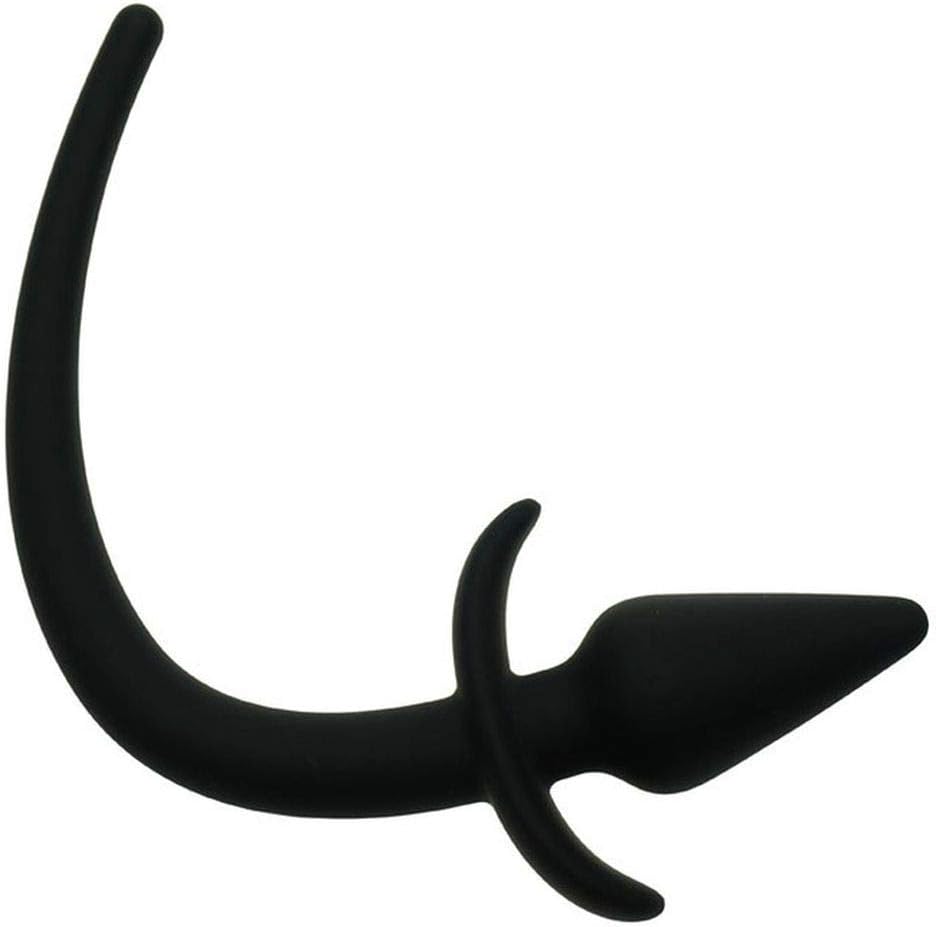Flash Light Toy Men Black Silicone PlugPuppy Tail Funny Puppy Tails Cosplay Massage Plug Women and Men.