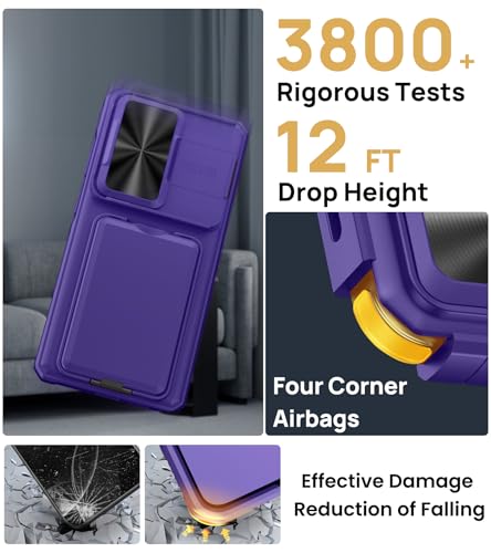 Image of SSLOTSCASE for Samsung Galaxy S26 Ultra Case with Credit Card Holder & Stand & Slide Lens Cover & Kickstand, Multi-Functional Wallet Sturdy Protective Phone Case Cover for S26 Ultra 6.9 inch 2026, Violet