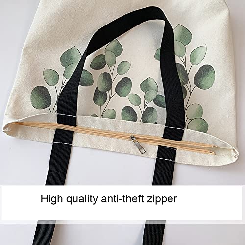Women Canvas Tote Bag For Women Shoulder Bag With Zipper Work Beach Travel And Shopping Grocery Bag One Size #TOP5