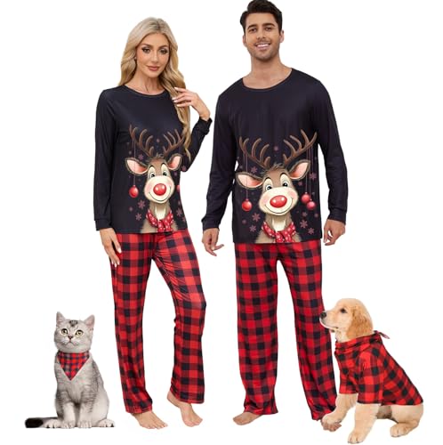 Christmas Matching Couple Pajamas Sets Family Xmas Holiday Long Sleeve Sleepwear Festival PJ Set