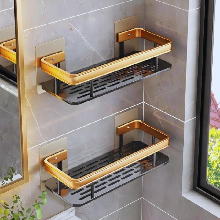 Image of Nieifi KIMEE2 Pcs Aluminum Wall Mounted Bathroom Organiser | Floating Shelf for Wall for Bathroom Cabinet | Multifunctional Large Capacity Bathroom Rack | Bathroom Shelf for Wall
