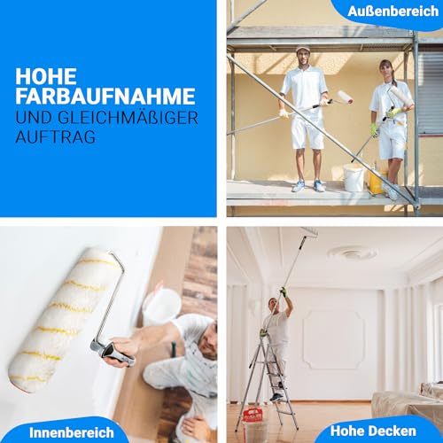 Pinto Deluxe ® Profi Farbroller mit Teleskopstab 100-200 cm + Best Grip Bügel inkl. E-Book