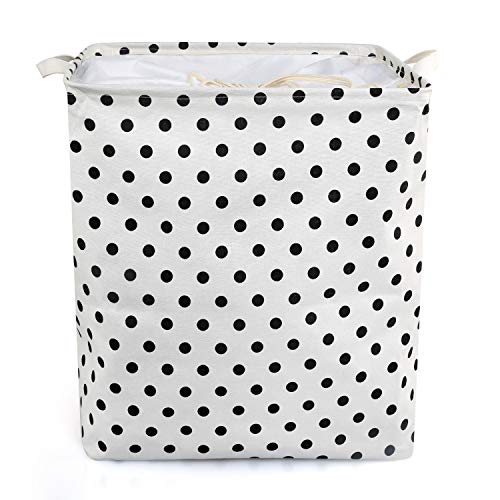 NEWSTYLE Cesto para la Ropa,Cesta de lavandería Plegable Grande,contenedor de Almacenamiento de Tela de algodón y Lino Natural,Revestimiento Impermeable con Asas y Cierre de cordón de Cierre (White)
