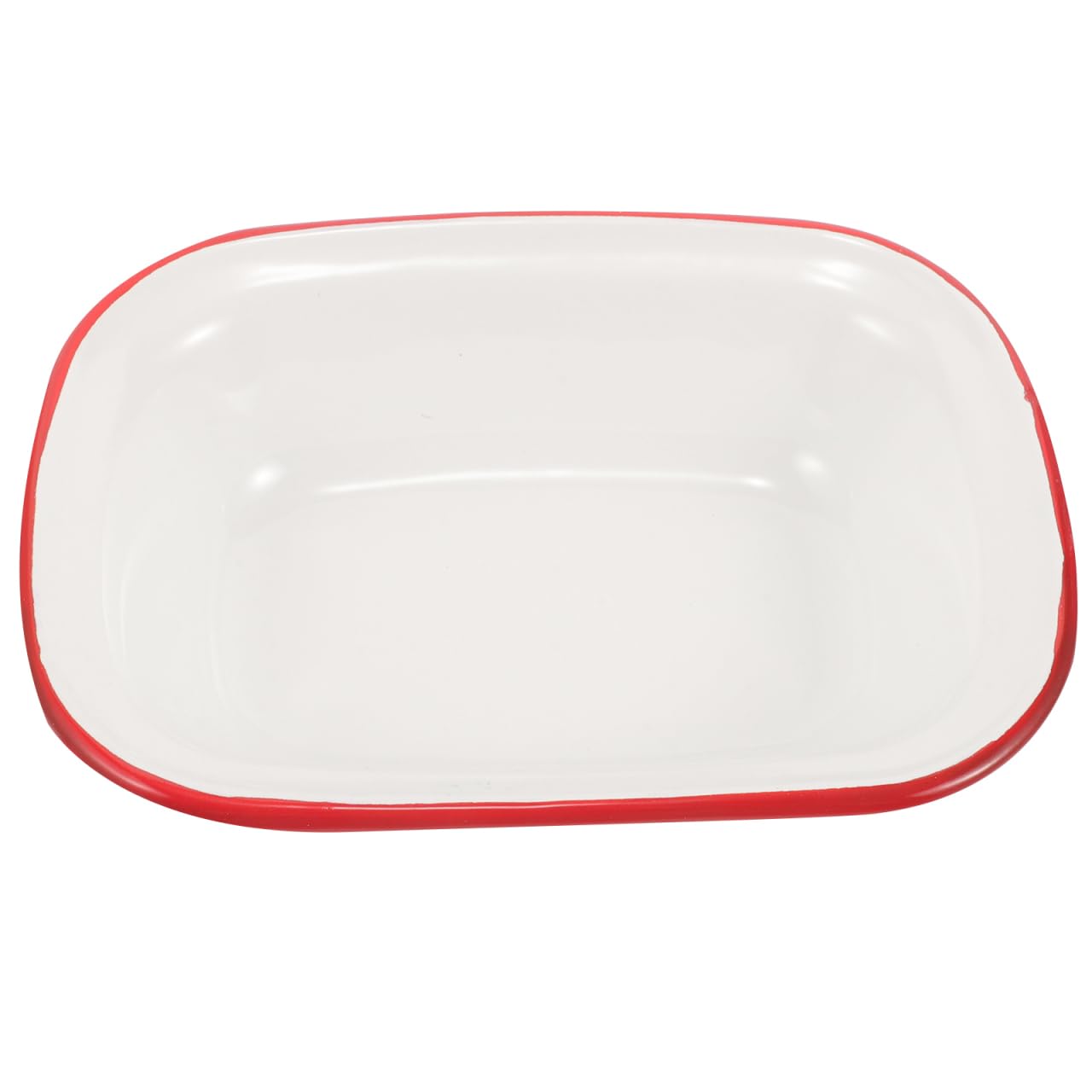 Alipis Enamelware Baking Pan with Red Rim, 7 Inch Rectangular Roasting Dish for Cake, Pie, Hotpot, and More, and Easy to Clean, Stylish Design for Home Use