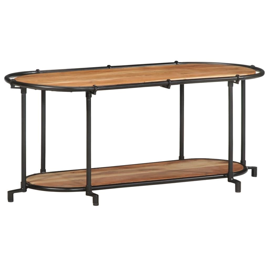 Mueble de TV madera maciza de acacia y hierro 100x42x40 cm con amplio almacenamiento para salón dormitorio oficina, soporte multimedia para DVD vinilo videojuegos