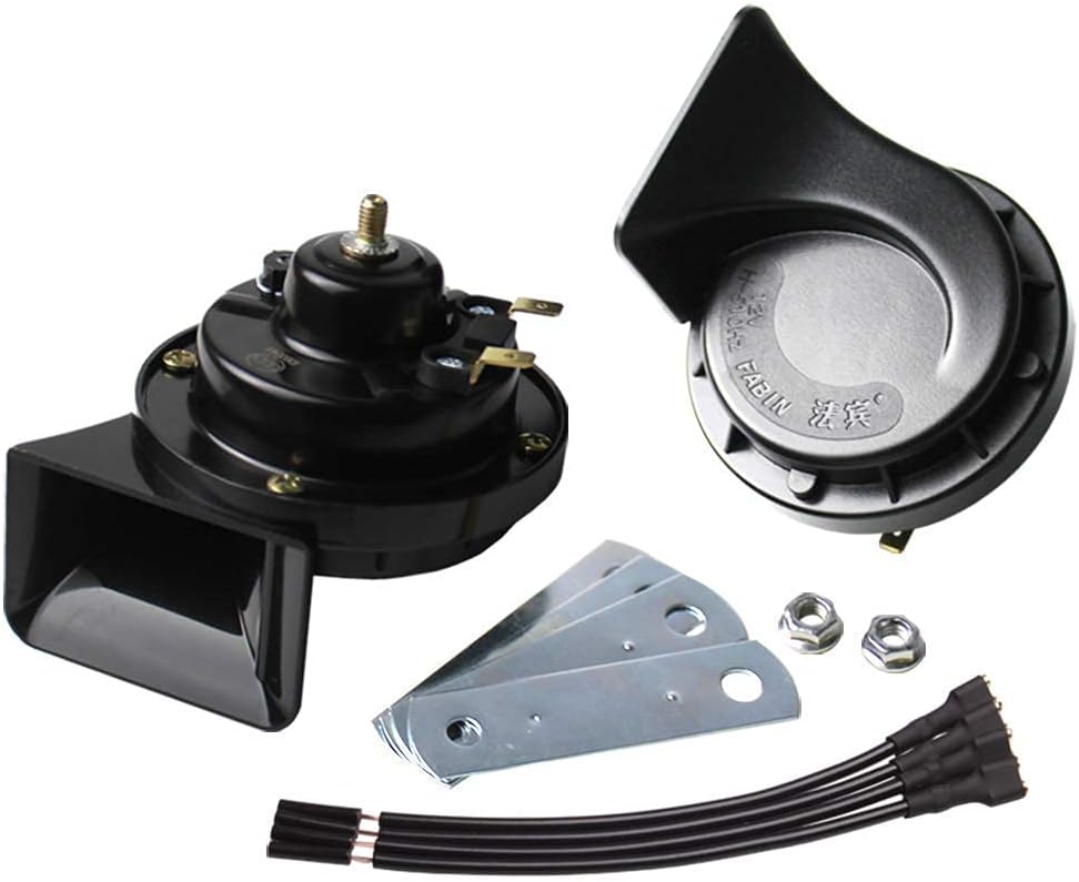 FARBIN Auto Horn for Ford/Chevrolet Cruz/Cadillac/Buick New Lacrosse,12V Car Horn Loud Dual-Tone Electric Snail Horn Kit with 2Pcs Connector Harnesses Cable