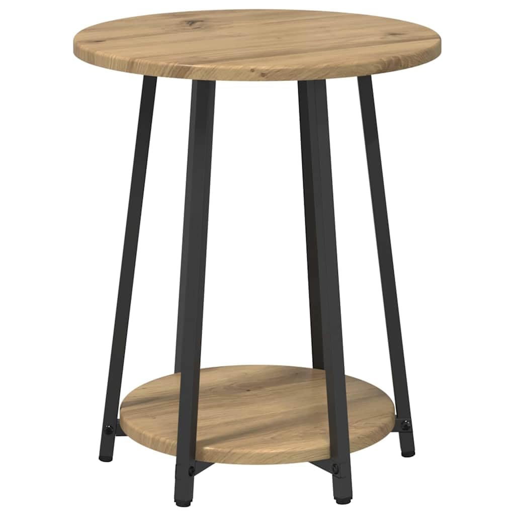 Juego de mesa auxiliar Artisan de roble negro con estante, 2 piezas, mesa auxiliar, mesa de centro para salón, dormitorio, pasillo y vestíbulo