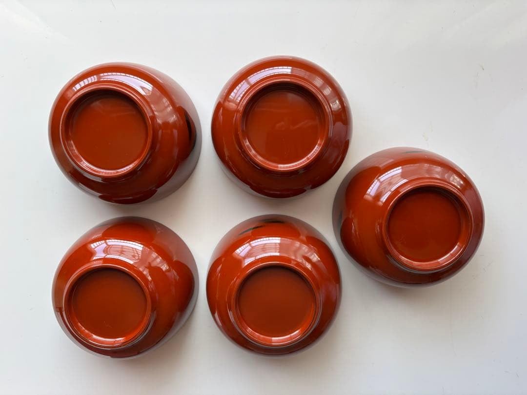 山本英明 朱飯椀 2個 漆器作家 木製 塗椀 汁椀 お椀 作家物 漆塗 天然