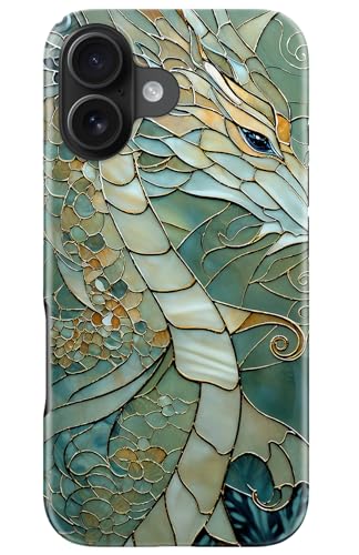 Image of Goodon for iPhone 16 Plus Case Cute - Wireless Charging Compatible - Dual-Layer Hard Shell + Silicone Cover - Protective Phone Case with Trendy Designs for Women - an Abstract Dragon