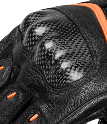 Image of Rynox Tornado Pro 4 Gloves - Motorcycle Riding Gloves | Impact Protection | Abrasion Resistance | Fast-R Carpus Bone Protector | Carbon Edition - Black Orange, Large