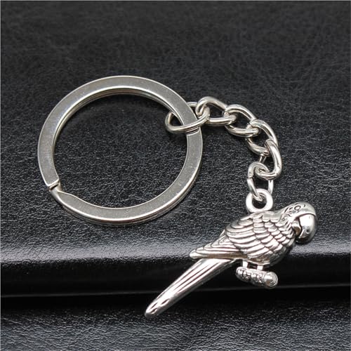 Porte-clés perroquet argent antique : ne perdez plus vos clés
