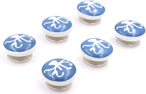 Miniatura 6 de THDC Pomo de cerámica pintada, perilla de gabinete, perilla de cajón, perilla de tocador, hecha a mano, pintada a mano, perilla vintage (juego de 6)