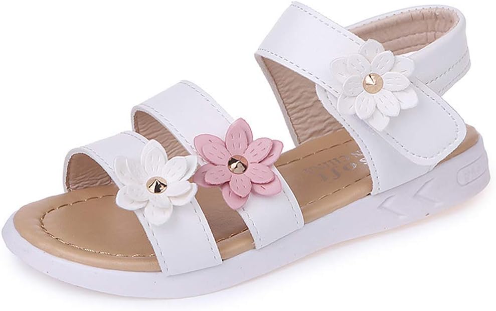 Girls Sandals with Pearls Flowers Leather Shoes Sandals for Little Girls