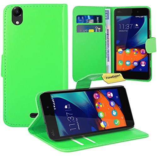 FoneExpert Wiko Rainbow UP Housse Coque Etui Housse Coque en Cuir Portefeuille Wallet Case Cover pour Wiko Rainbow UP (Vert)