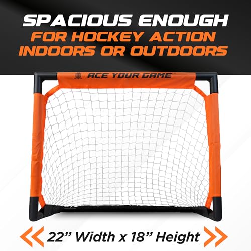 ACE HOCKEY - Shinny Hockey Set - Complete 2-Player Indoor/Outdoor Kit - Knee Hockey Goal Set (1) Goal, (2) Mini Sticks, and (4) Foam Balls - Mini Hockey Set - Thumbnail 3