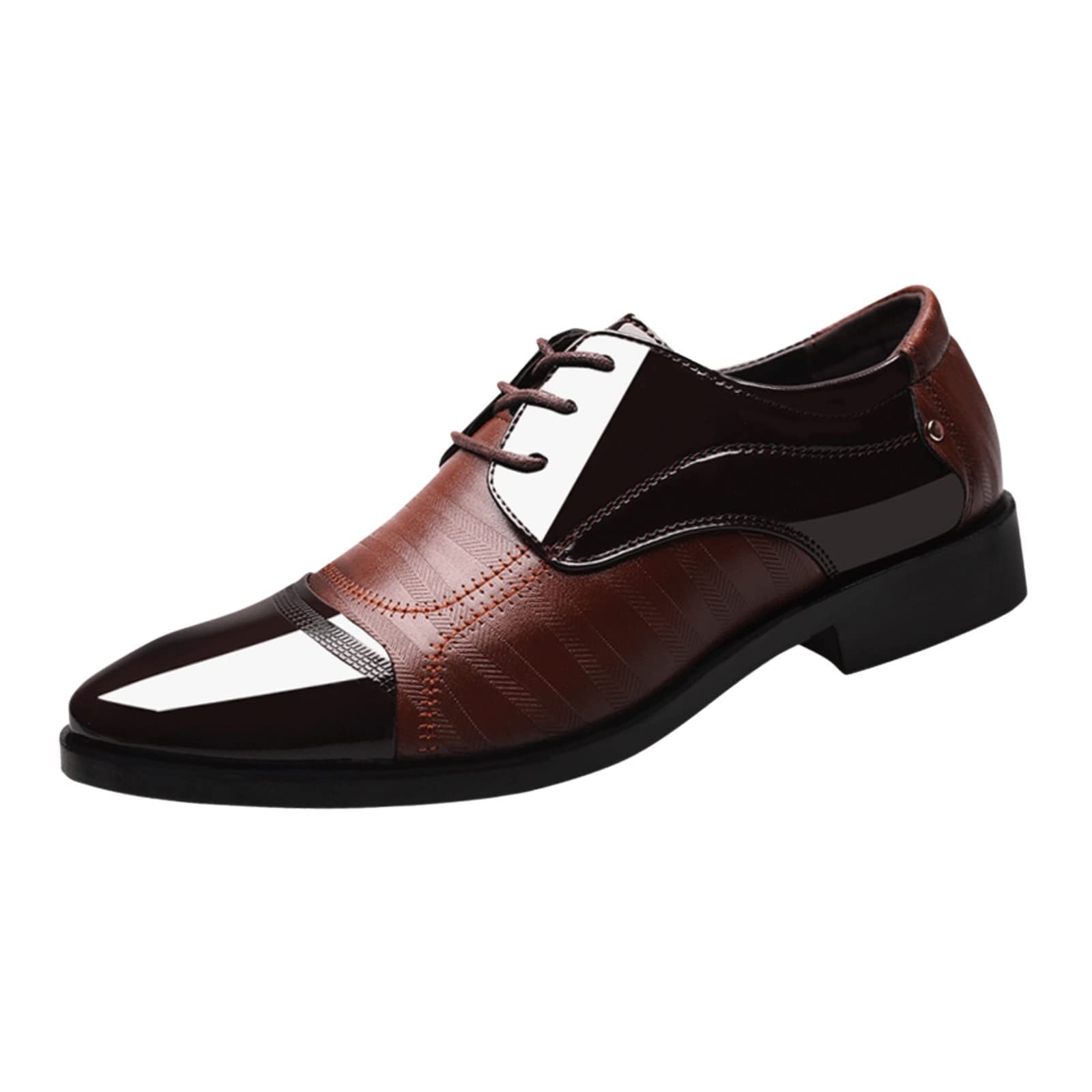 HINDOLA Mens Dress Shoes Classic Oxfords Shoes for Men Formal Business Fashion Lace-Up Wedding Shoes