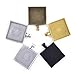 ZX Fashion 50pcs Square Pendant Blank Tray Mixed 5 Colors Square Pendant Blanks Cameo Bezel Cabochon Settings - 1" (25mm)