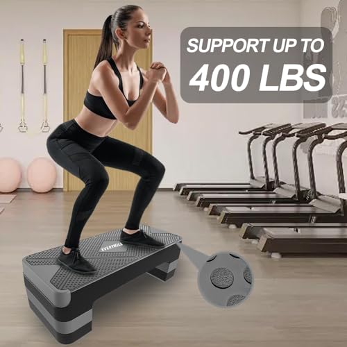 EVERYMILE Aerobic Exercise Step, Adjustable Aerobic Stepper for Exercise, Workout Step Platform, Step Up Box, 26.5" Step Deck with 4” 6” 8” Adjustable Height Risers, Women Home Gym Fitness by EVERYMILE - Image 6